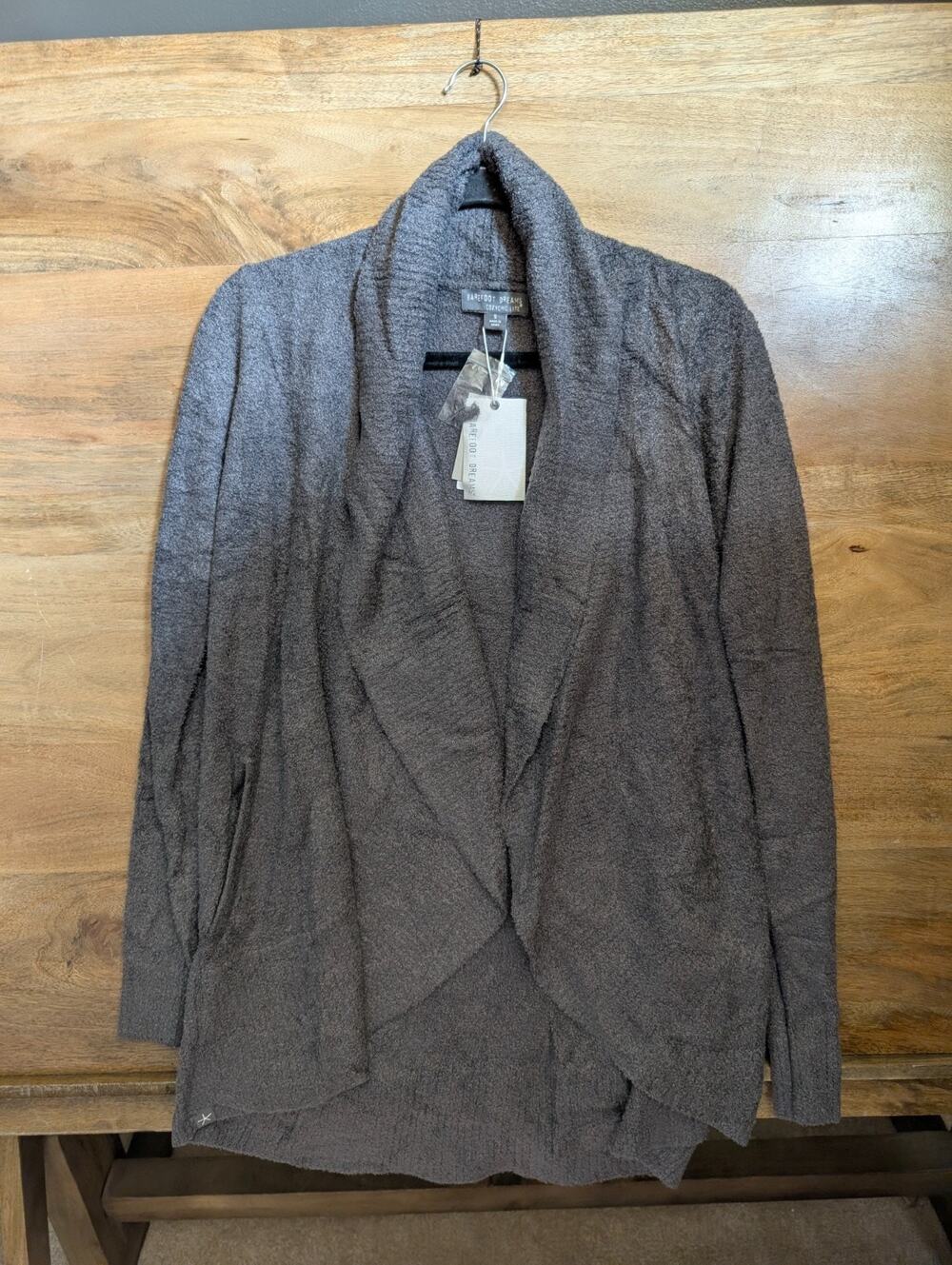 Barefoot Dreams Cozychic Lite Duster Sweater Women's S Gray Nylon Open Front NWT